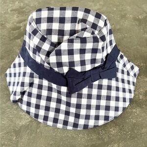 Janie and Jack navy blue and white plaid bucket hat size 12-24 months new